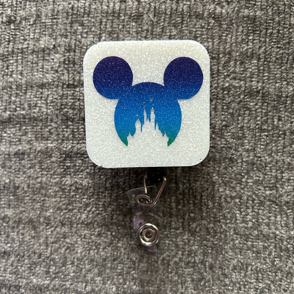 Mouse Head Castle Retractable Name Badge Reel ID Name Tag Holder